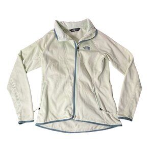 North Face Soft Shell Zip Jacket Off White Blue Size Medium